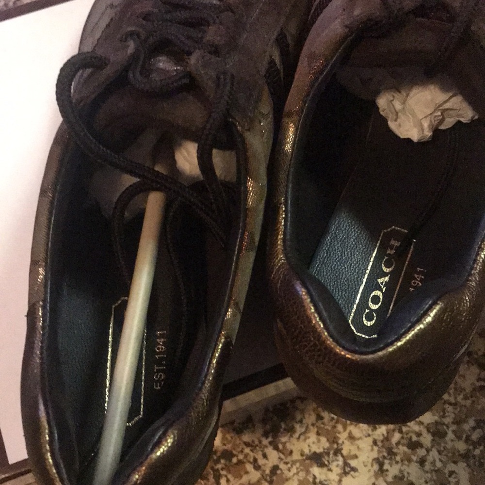 Coach Kate 12CM MET/MET/SD Metallic Bronze and Brown Sneakers - Picture 13 of 16